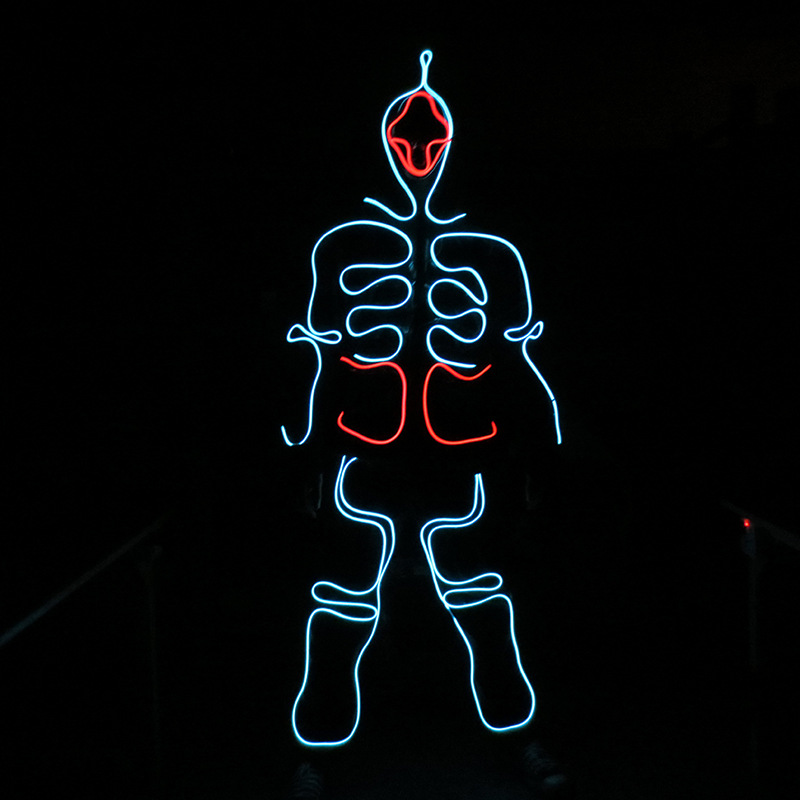 Traje de Danza Luminoso Fluorescente con Luces LED para Espectáculos, Disfraz de Bailarín Auxiliar con Luces LED, Accesorios para Espectáculos de Fiesta Anual