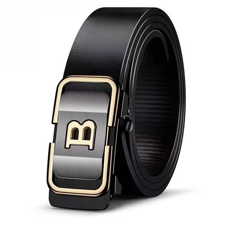 Cinturón Paul para hombres jóvenes y de mediana edad sin dientes, hebilla automática, cinturón interior, cinturón de PU anti-cuero general, por lotes
