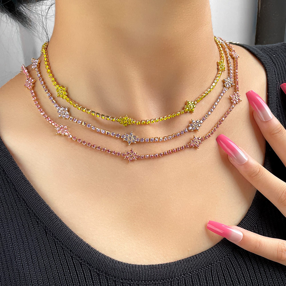 Fashion Flower Alloy Inlay Rhinestones Womenu0027S Necklace 1 Piece