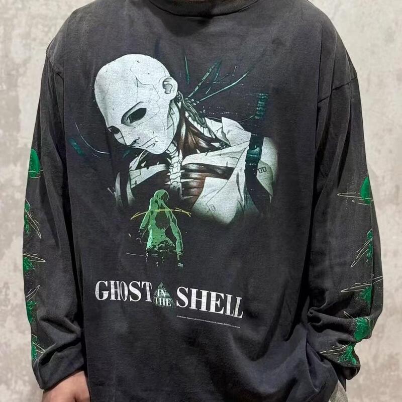 SAINT OF MICHAEL joint attack in the shell mobile team KUSANAGI SUSANI anime do old round neck long sleeve T-shirt men