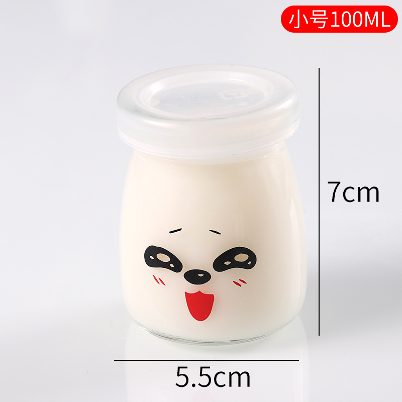 Vaso para pudín con tapa, botella de vidrio para pudín, tarro de miel, gelatina, vaso para mousse de leche de doble capa, vaso para yogur, patrones creativos al por mayor