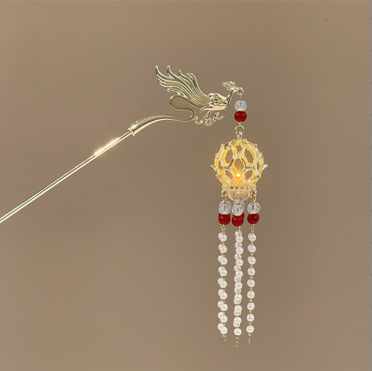 물고기 비늘 머리핀 레드 펄