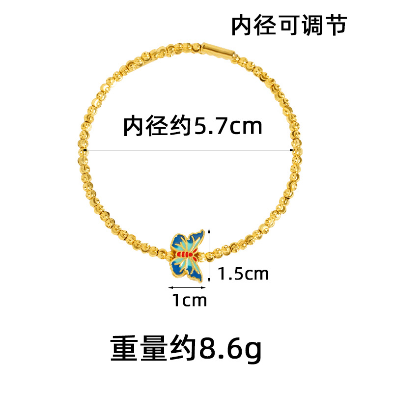 Nuevos productos de Vietnam Sha Jin pulsera de lujo ligera Ping An feliz goteo de aceite pulsera mariposa de alta calidad joyería Yiwu