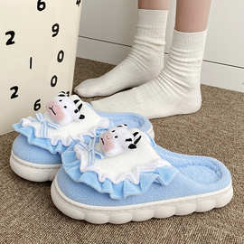 棉拖鞋女冬居家室内可外穿静音加绒保暖情侣可爱毛绒冬天拖鞋家居