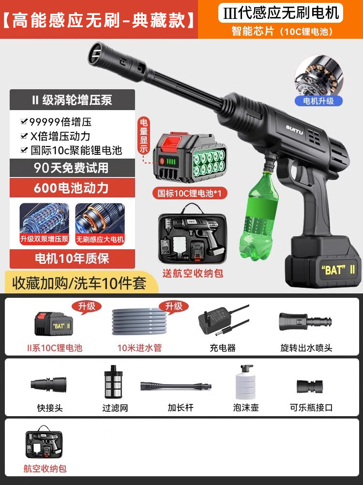 High Pressure – Lizeng Portable car washer - high-energy-brushless-collectors-edition-1000-water-pressure-10m-hose-aviation-package-600-battery-power