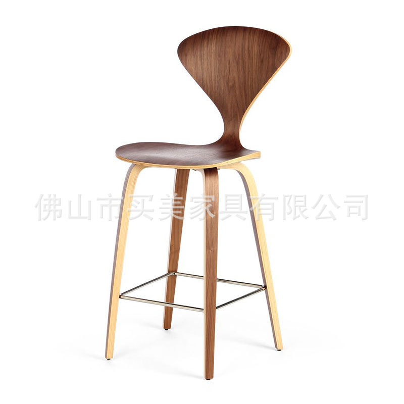 Bent Wood Bar Chair Creative High Stool Modern Simple Small Waist Bar Chair Medieval Backrest Dining Chair Internet Celebrity