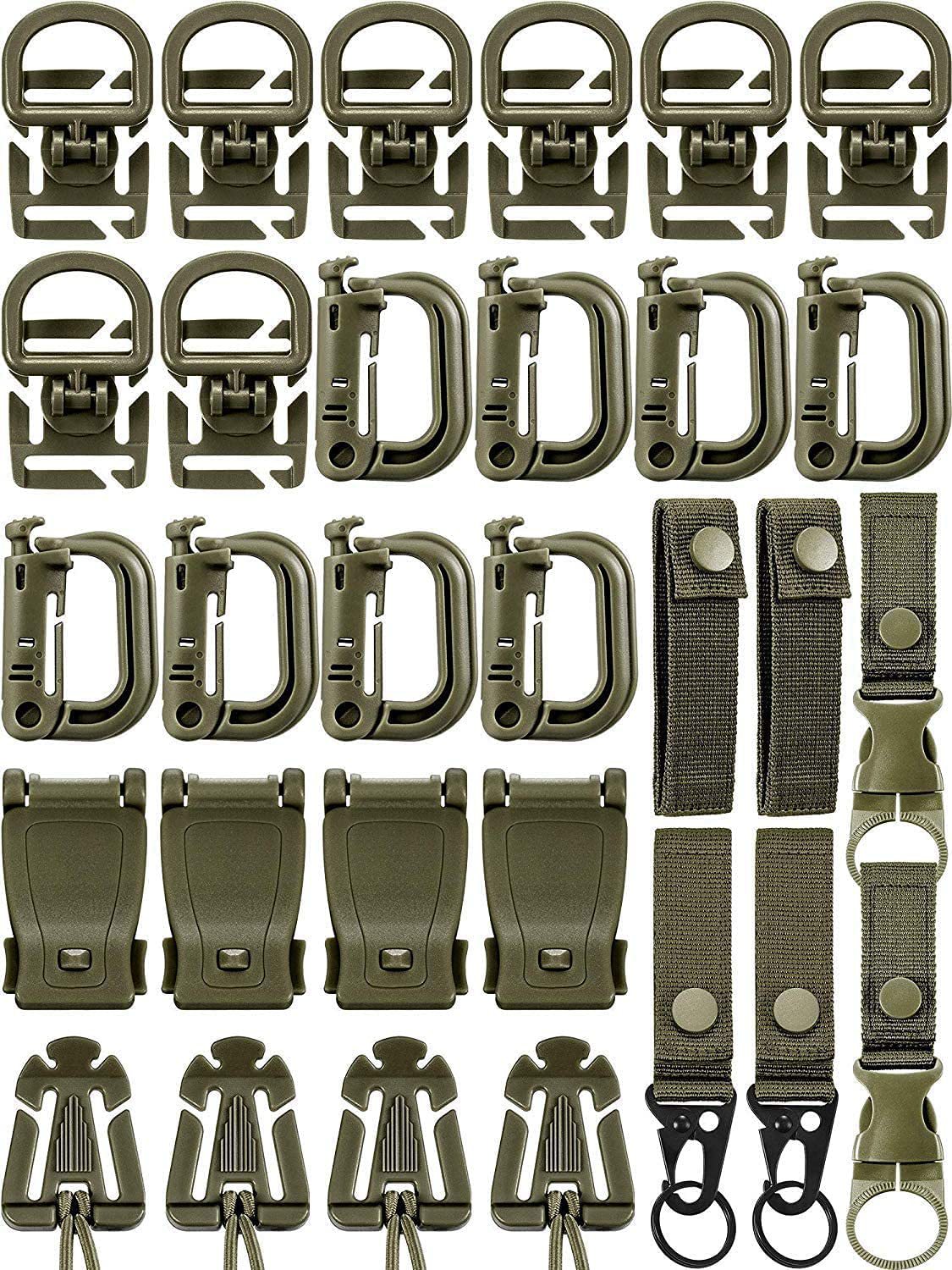 30 piezas mochila táctica al aire libre accesorios botella de agua hebilla cinta táctica hebilla de nylon mosquetón águila boca hebilla colgante