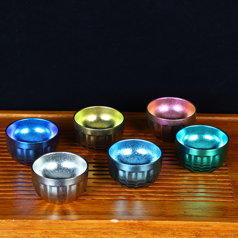 고급 순수 티타늄 절묘한 작은 차 그릇 휴대용 티타늄 컵 세트 하이 엔드 주전자 조합 엔트리 럭셔리 멀티 컬러 티 컵 세트