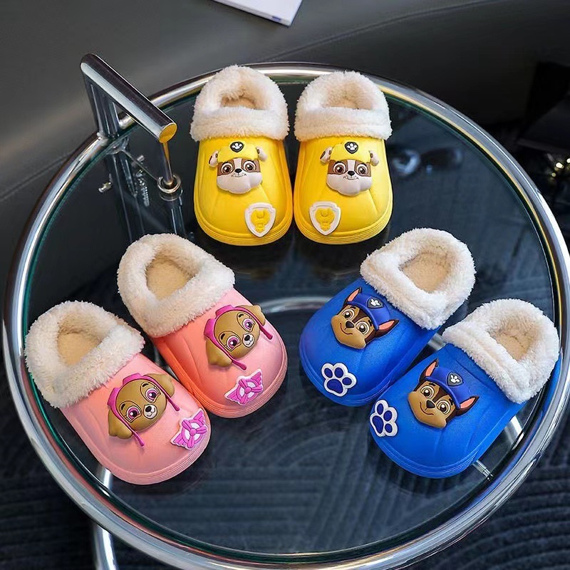 Paw Patrol Children's Cotton Slippers Autumn and Winter Boys and Girls Baby Children's Winter Velvet Warm Fur Shoes