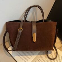 斜挎包包大容量女秋冬新款复古麂皮托特包通勤女包跨境女士手提包