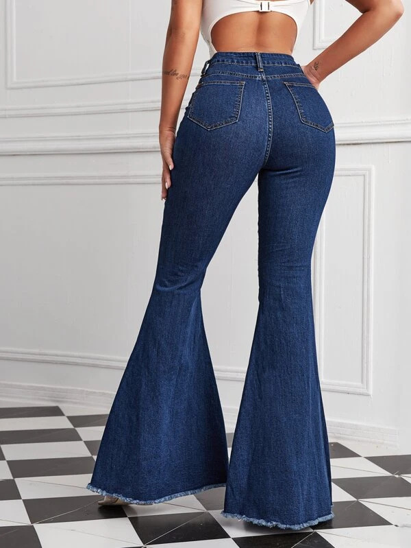 High Waist Ripped Flared Jeans NSQYT98173