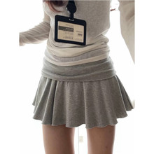 灰色网球裙女春秋2026新款高腰显瘦a字百褶半身裙小个子运动短裙