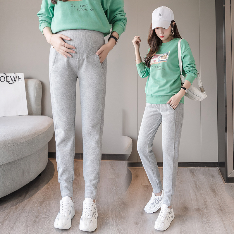 2021 moda 90 algodón casual Pantalones deportivos de primavera, Otoño e Invierno ropa forrada de lana engrosada pantalones de maternidad