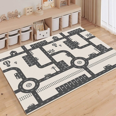Avtomobil döşəmə paspasları — Mat Car Track Parking Lot - childlike-time-80x120cm-crystal-velvet-floor-mat