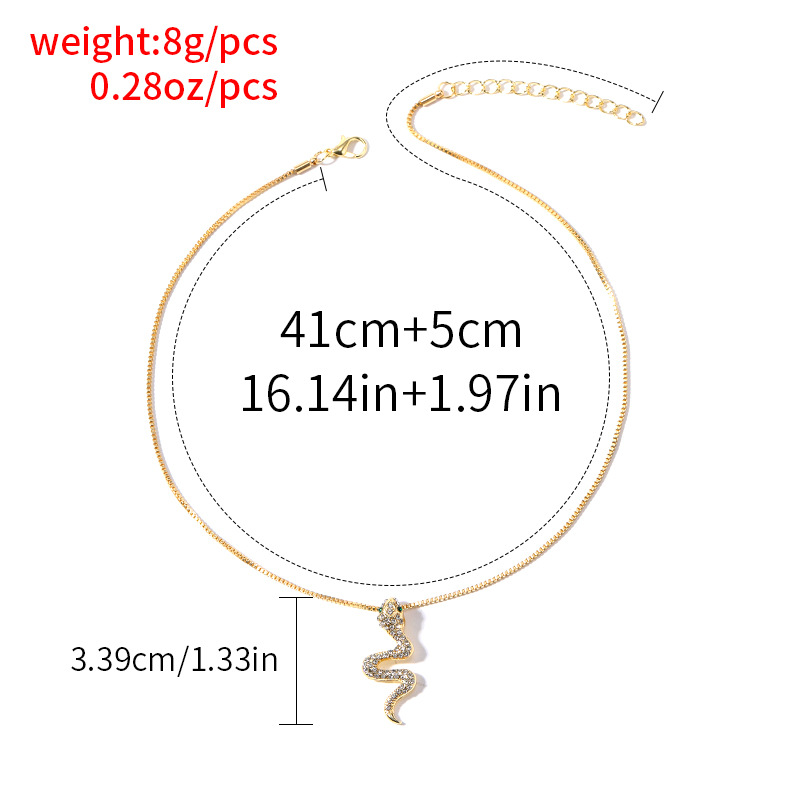 fashion simple gold-plated crystal snake-shaped alloy necklace