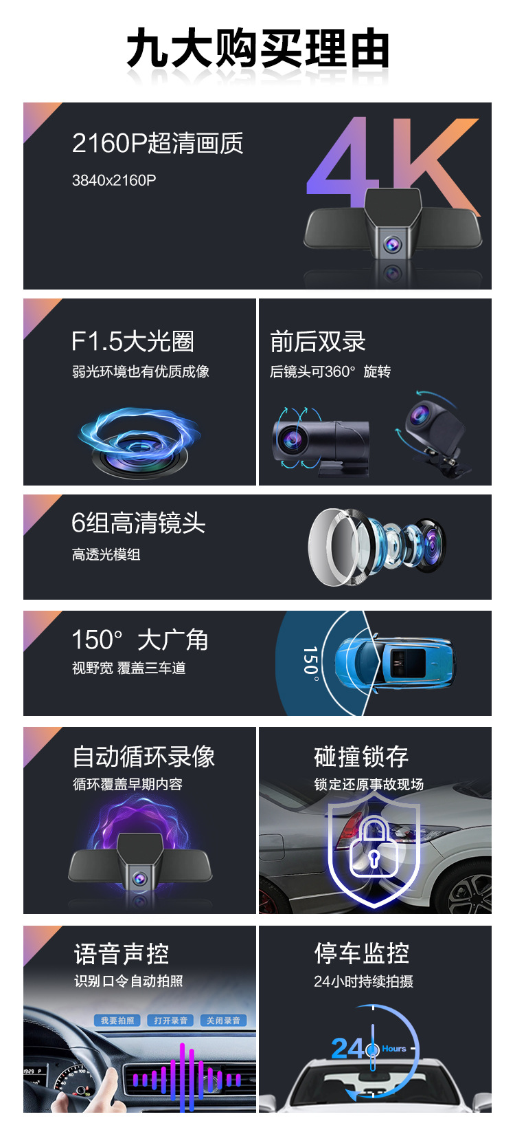 U-shaped universal king driving recorder HD night vision 24 small parking monitoring WIFI hidden recorder wholesale