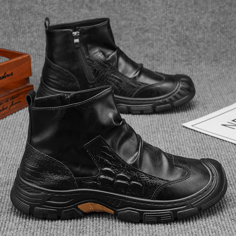 2026 zapatos de hombre otoño nuevos zapatos de moda de calle de estilo universal hombre casuales un pie negro botas de alta gama Martin