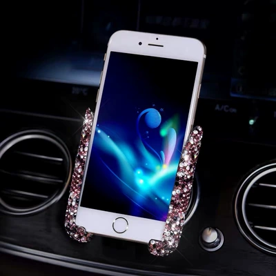 Car phone holder bracket navigation rack dual-use air - diamond-encrusted-dual-purpose-stand-purple-diamond
