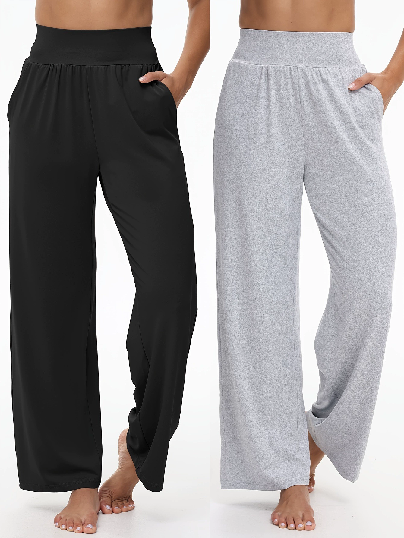 2 упаковки удобных женских спортивных штанов для йоги с высокой талией, свободные повседневные