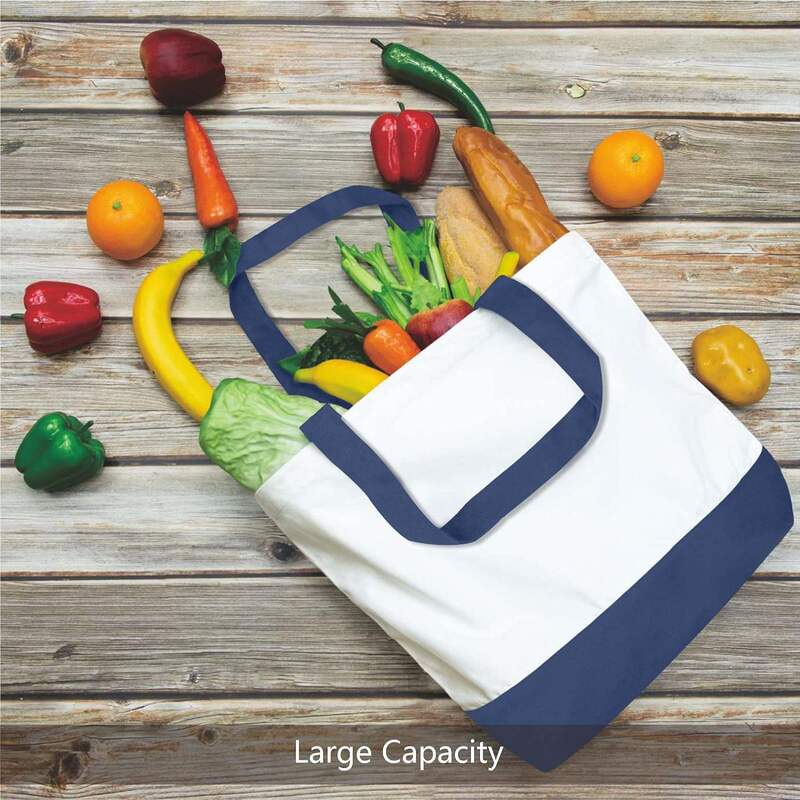 Cross-Border Sales of Large-Capacity Durable Reusable Shopping Cotton Canvas Tote Bags with Pockets and Customizable Logos