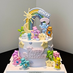 子供の漫画かわいいクマのケーキデコレーションオーナメントレインボースタームーン男の子と女の子の誕生日ドレスアッププラグイン
