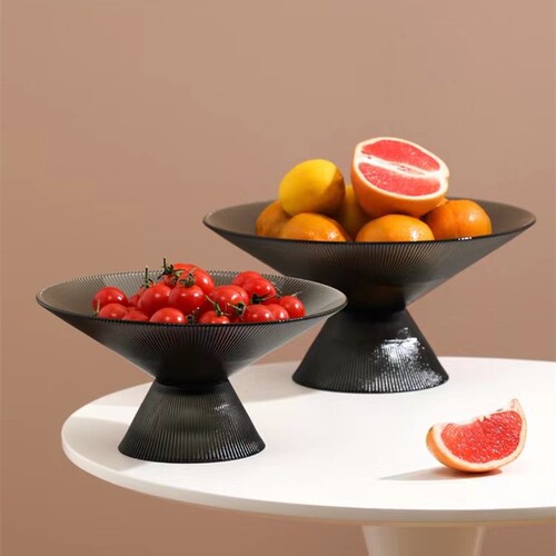 European simple fruit plate home living room coffee table glass fruit plate wholesale tall creative nut snacks dried fruit plate