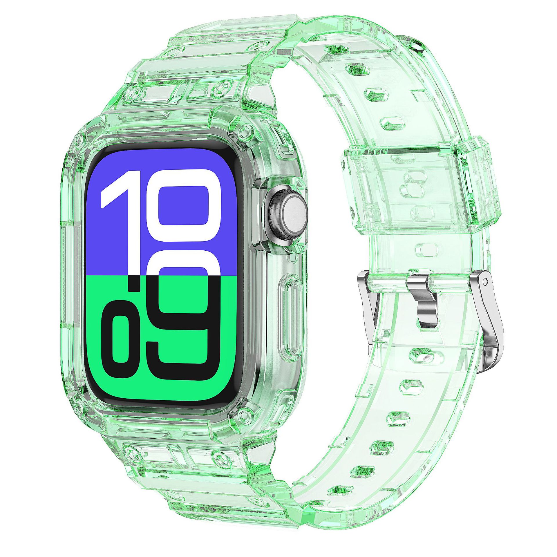Applicable to the 46mm 10th generation silicone shockproof iwatchS10TPU one-piece strap with transparent glitter undefined
