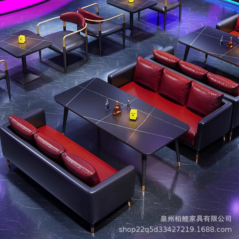 Диван-банкетка в стиле лёгкой роскоши для интернет-знаменитостей, кафе, музыкального ресторана, тихого бара, бистро, комплект стола и стульев