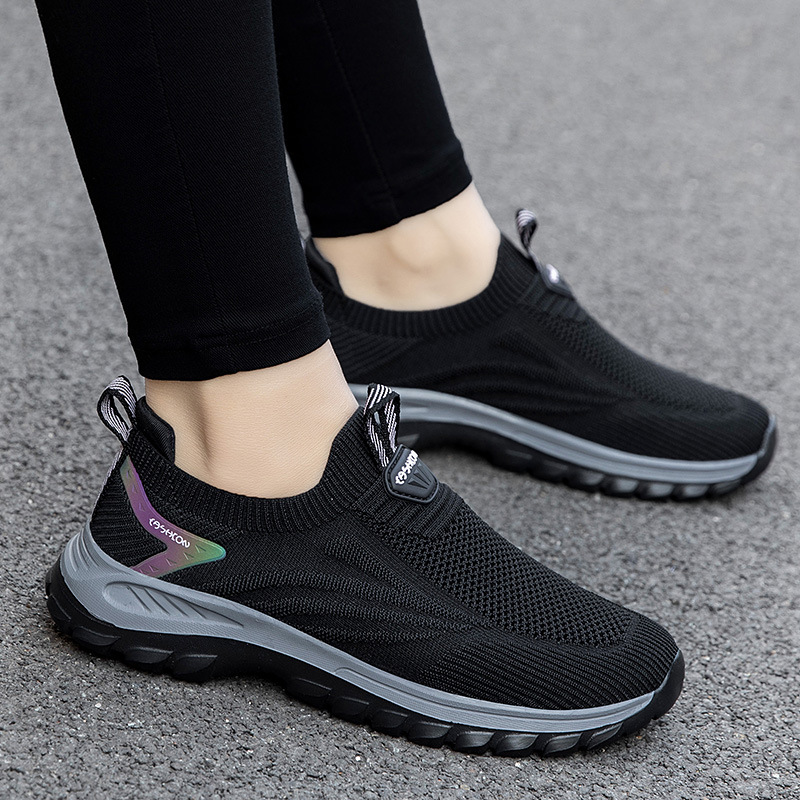 Cómodos zapatos deportivos casuales de primavera para mujeres con suela suave para caminar con un pedazo de malla transpirable