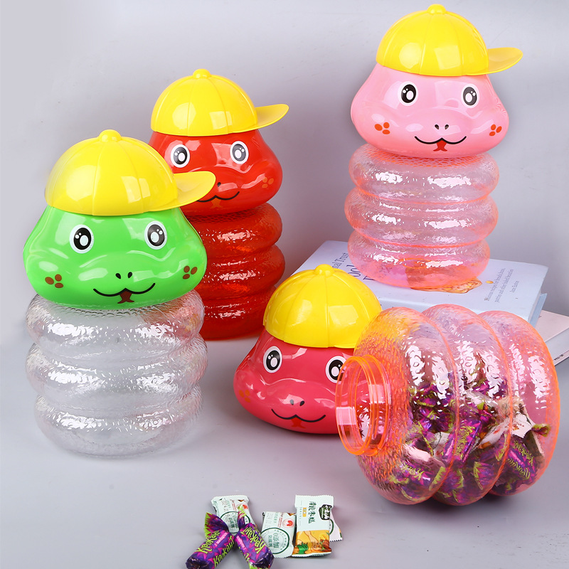 新款卡通蛇宝宝 PET塑料瓶 糖果收纳塑料罐 大大号零食储存透明瓶
