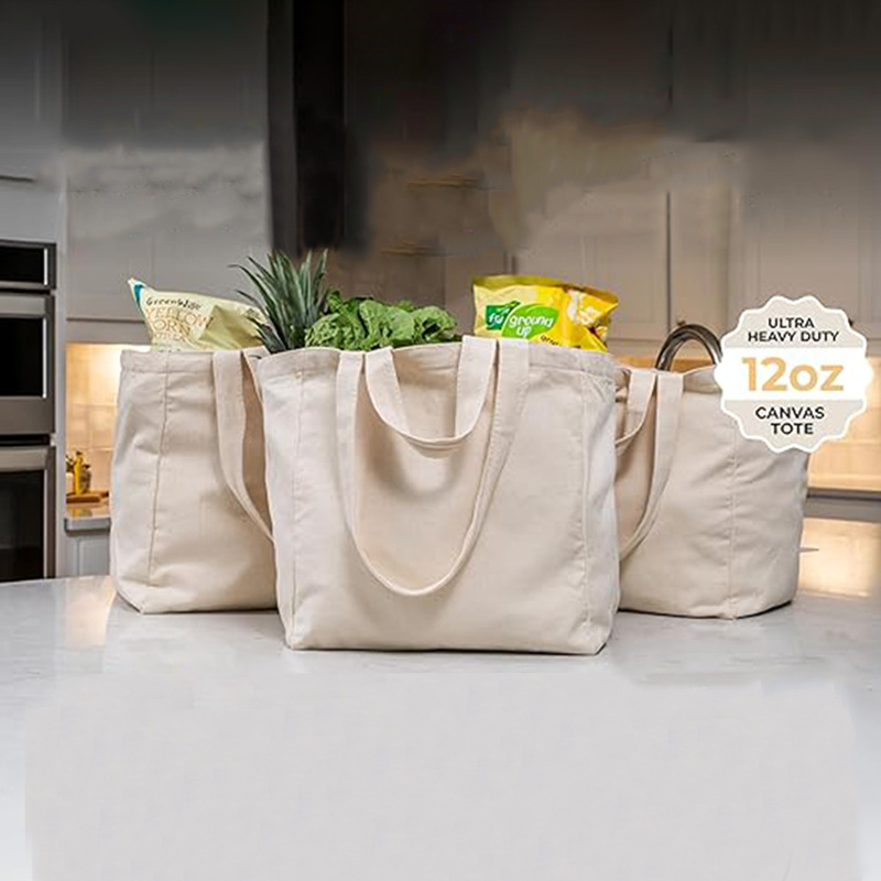 Bolsa de comestibles de lienzo sólido, bolsa de hombro de compras de gran capacidad, bolsa de compras multifuncional, cinturón de hombro