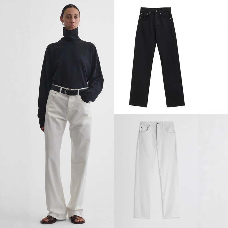 Th~ Row Minimalist Niche 2026 New Autumn White Pants Women's Cotton High-Waisted Straight-Leg Jeans for Women