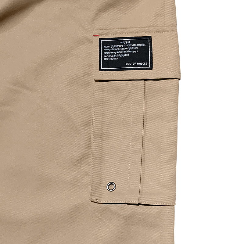 Herrenbekleidung Gewebte Stoffhose mit Kordelzug und mehreren Taschen, einfarbig, lässige Arbeitshose_voghion.com