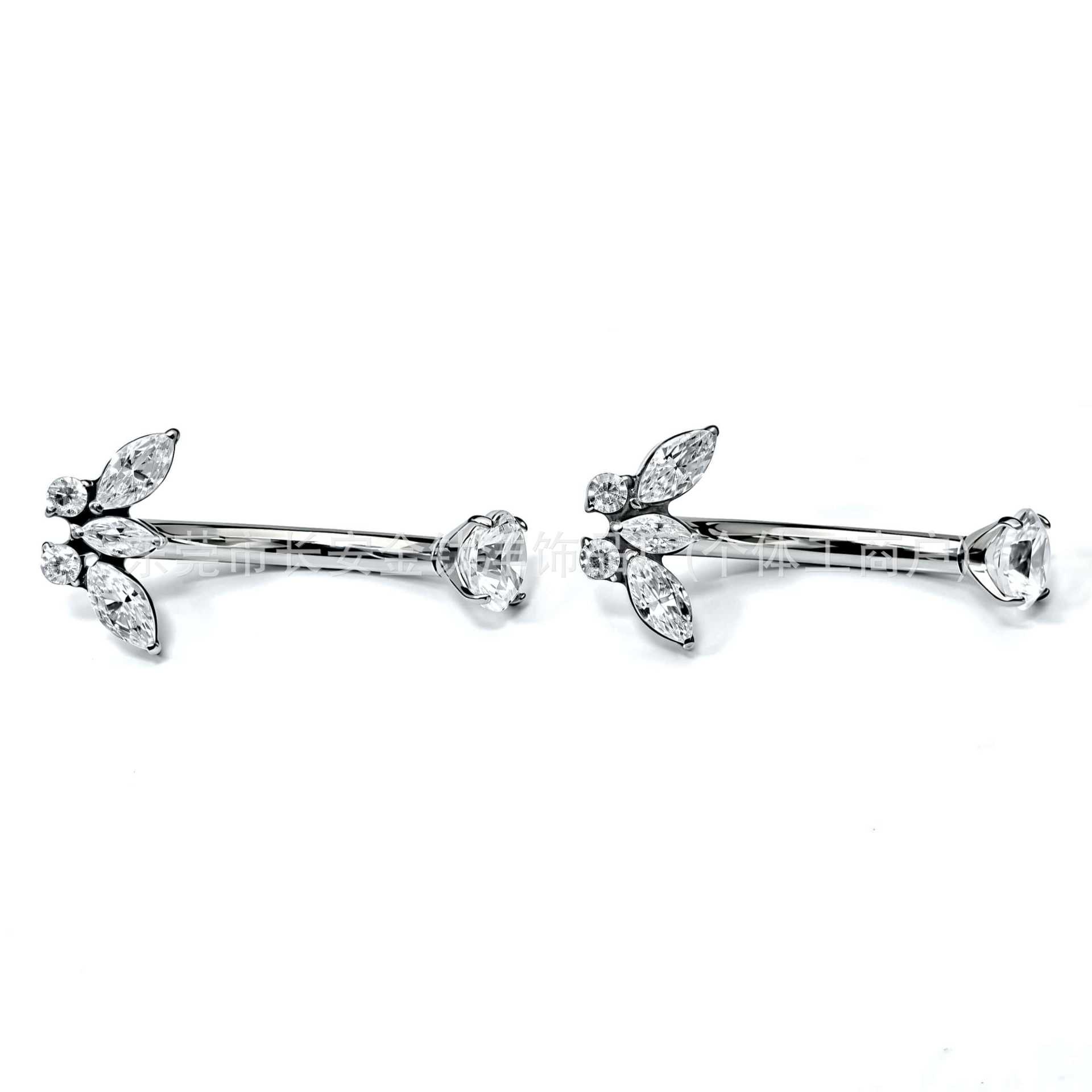 F136 Titanium Internal Thread Butterfly Wing Zircon Navel Piercing Belly Button Ring G23 Titanium Alloy Body Jewelry detail image 4