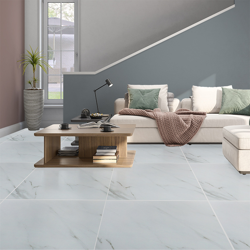 Vinyl flooring, marble-look self-adhesive tiles with backing adhesive, stone plastic flooring, renovation for old houses and shops, full adhesive facing.