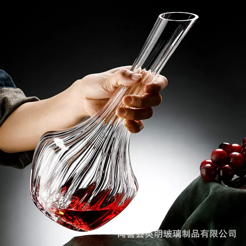 家用欧式醒酒器水晶玻璃带把醒酒器冰山款红酒分酒器红酒壶红酒瓶