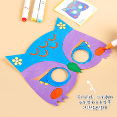 Animal Mask DIY Kit for Kids, Handmade Masks, Kindergarten Coloring, Drawing, Painting, White Card Decor