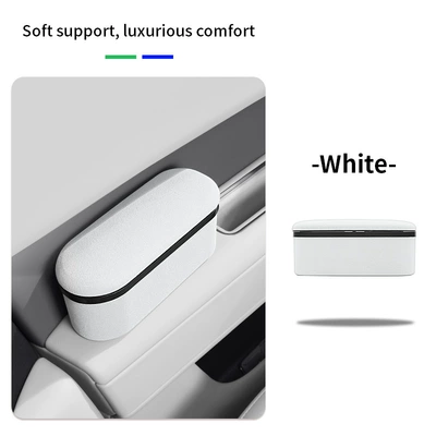Car armrest heightening elbow rest with storage function, in-car retractable armrest box, elbow rest heightening pad, cross-border wholesale (Armrest box pad) - white