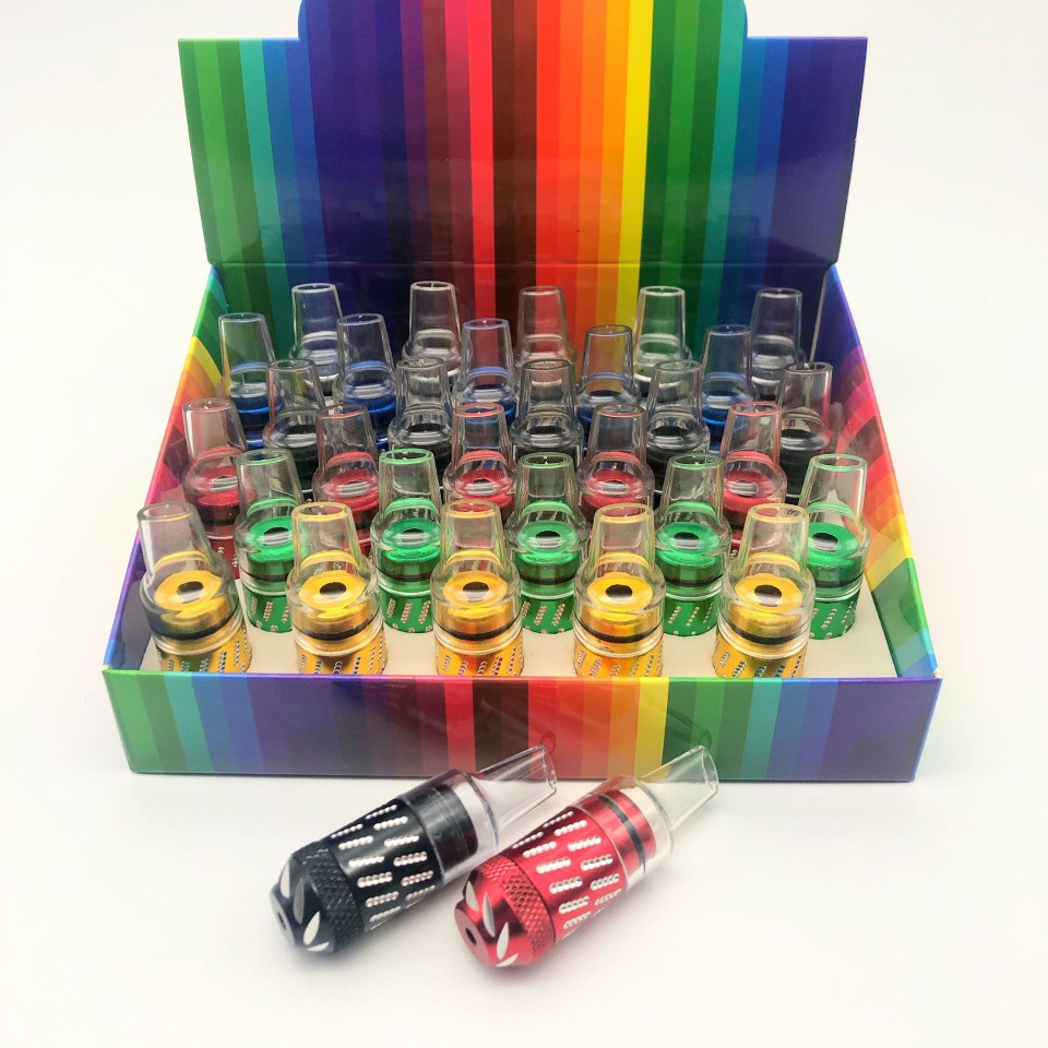 Aliexpress New Aluminum Carved Smoking Set Pacifier Transparent Nozzle Pipe Flat Mouth Round Mouth Two Types