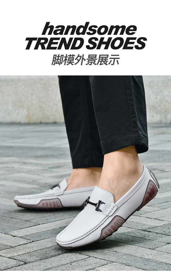 Giày lười nam da bò lót nhung giữ ấm, đế bằng mũi tròn, kiểu giày lái xe đạp thoải mái, size lớn — 7701 Màu nâu, 7701 Màu xanh lá cây, 7701 Màu đen, 7701 màu cát chi tiết 13