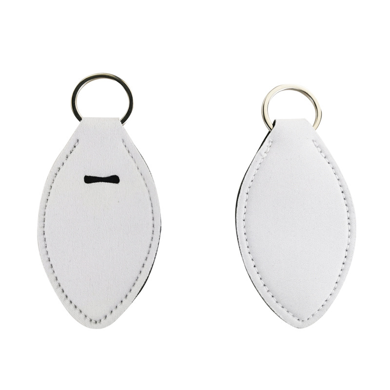 亚马逊畅销潜水料钥匙扣橄榄球白色口红套工艺挂件鹅蛋可定制logo