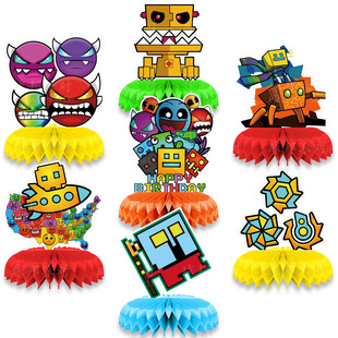Geometric sprint honeycomb ball GD parkour game birthday party decoration Geometry Dash honeycomb ornaments