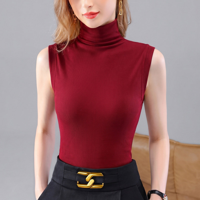 Red high-neck sleeveless vest for women, suitable for summer 2026, new modal inner layer, slim fit, high-end feel top Red high-neck sleeveless vest for women, suitable for summer 2026, new modal inner layer, slim fit, high-end feel top