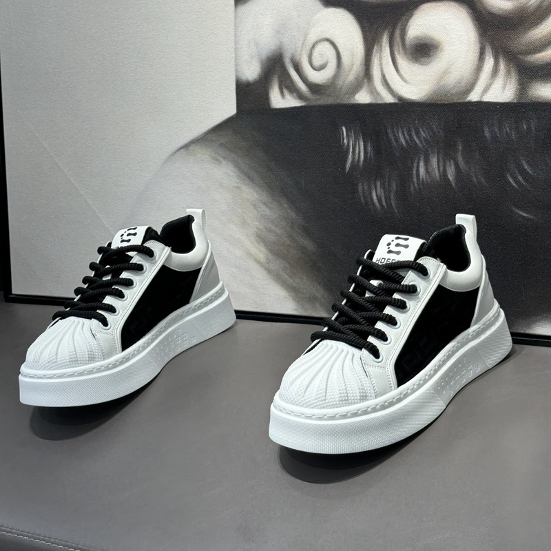 Pánske nové priedušné biele sieťované všestranné športové a voľnočasové topánky s hrubou podrážkou a piškótovou podrážkou na jar/leto 2024_voghion.com