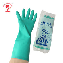 外贸批发绿色光里丁腈手套 耐酸碱防滑工业防护手套丁腈耐油手套