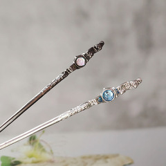 Elegant Metal Moonstone Hairpin, Buns Headpiece, Retro and Versatile Hanfu Hairpin, Hair Accessories for Women