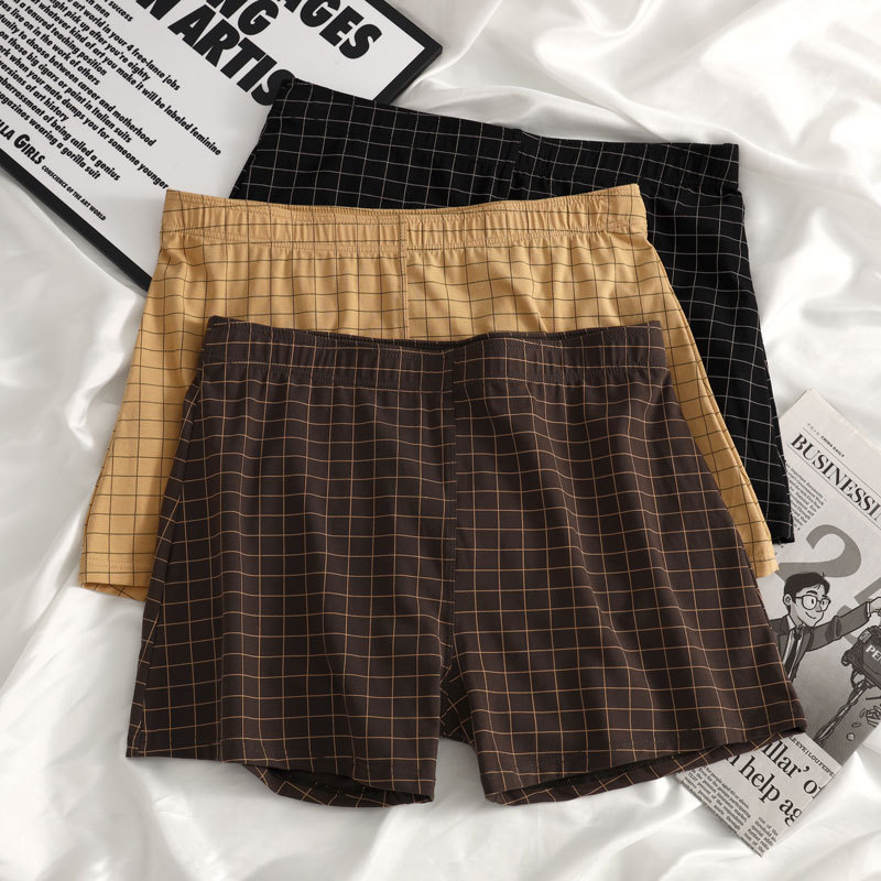 Plaid Striped Men's Home Pants Plus-Size Underwear Loose Boxer Briefs Breathable Boxer Shorts