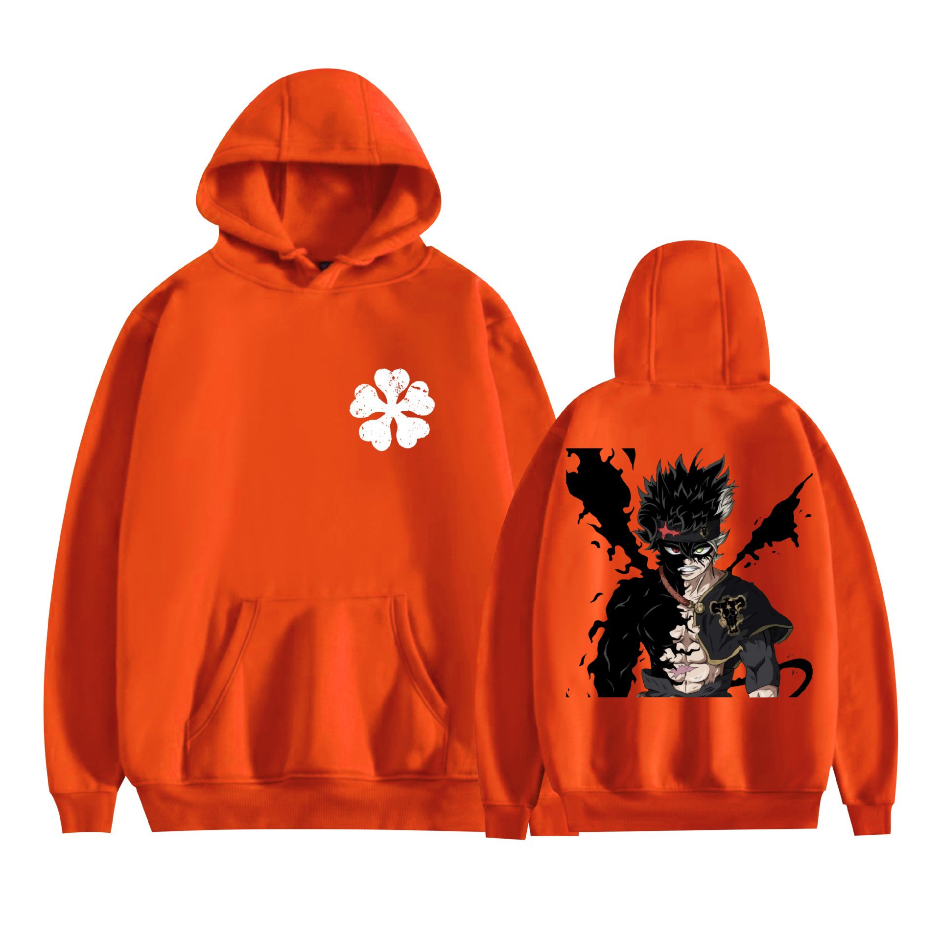 Trébol de cuatro hojas negro nuevo transfronterizo Black Clover animación periféricos hombres y mujeres suéter con capucha suelto casual