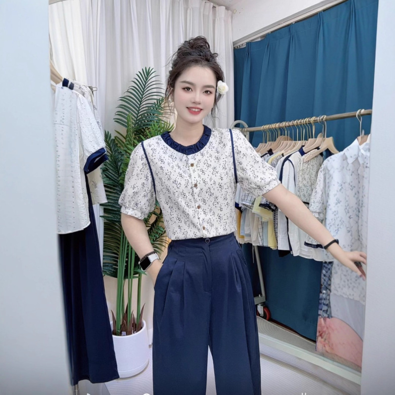 2025 New Summer Printed Short-Sleeved Tops, Fashionable Anti-Thief Round Neck Shirts, Loose Fit