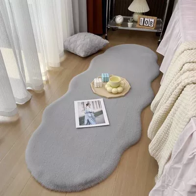 Room Mirror Area Rug, Dressing – Car Carpet - wave-light-gray-40120cm-imitation-rabbit-fur